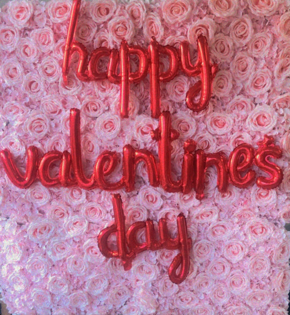 Happy Valentines Day Flower Wall Backdrop